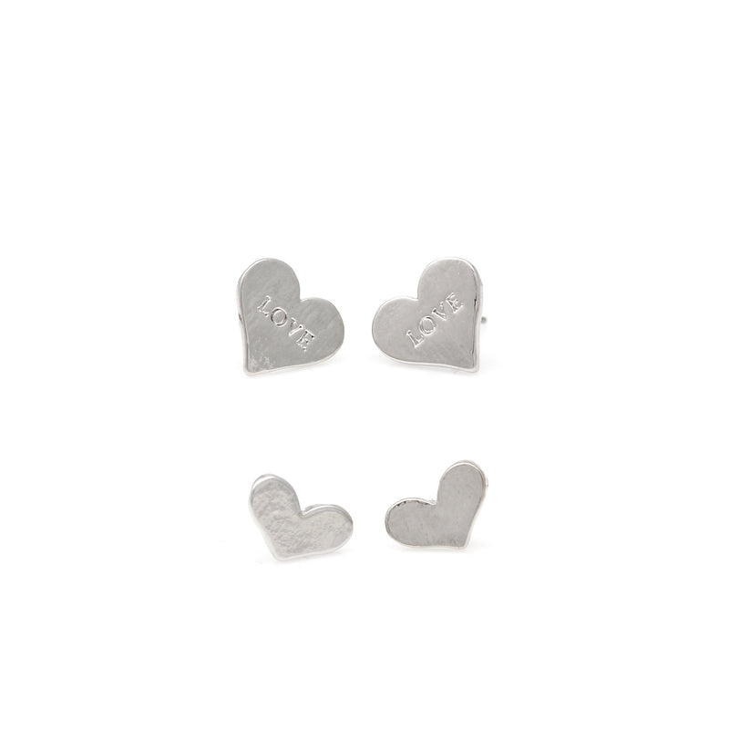 Silver Heart Two Pairs Earrings