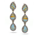 GOLD CRYSTAL TURQUOISE TEARDROP STUD  EARRING