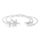 Silver-Tone Metal Cross Crystal Bracelets