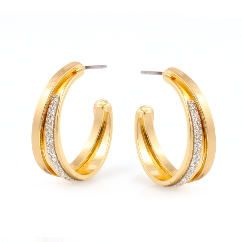 Gold-Tone Metal Glittering Stud Earrings