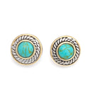 High quality Two Tone Round Turquoise Post Earrings