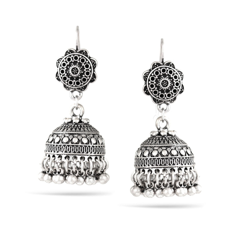Silver Jhumki Dome Earrings