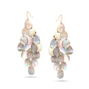 Gold-Tone Metal Mother Of Perl Teardop Earrings