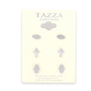 Silver-Tone Metal Set Of 3 Stud Earrings