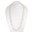 Silver-Tone Metal Cream Pearl Adjustable Lobster Claw Closure Layered Necklaces