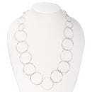 Rhodium-Tone Metal Round Link Adjustable Lobster Claw Closure Necklaces 