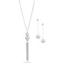 Gold tassel long necklace and earrings set