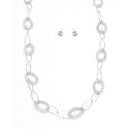 SILVER CRYSTAL WIRE MESH NET TUBE COLLECTION NECKLACE INSIDE CRYSTAL WIRE MESH EARRINGS AND NECKLACE