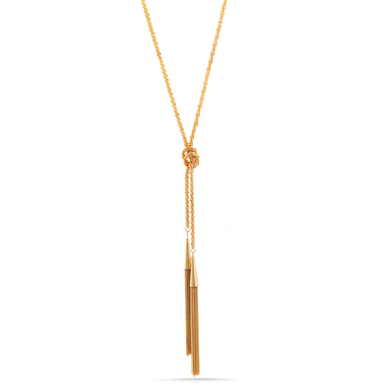 Gold-Tone Metal Tassel Long Necklaces