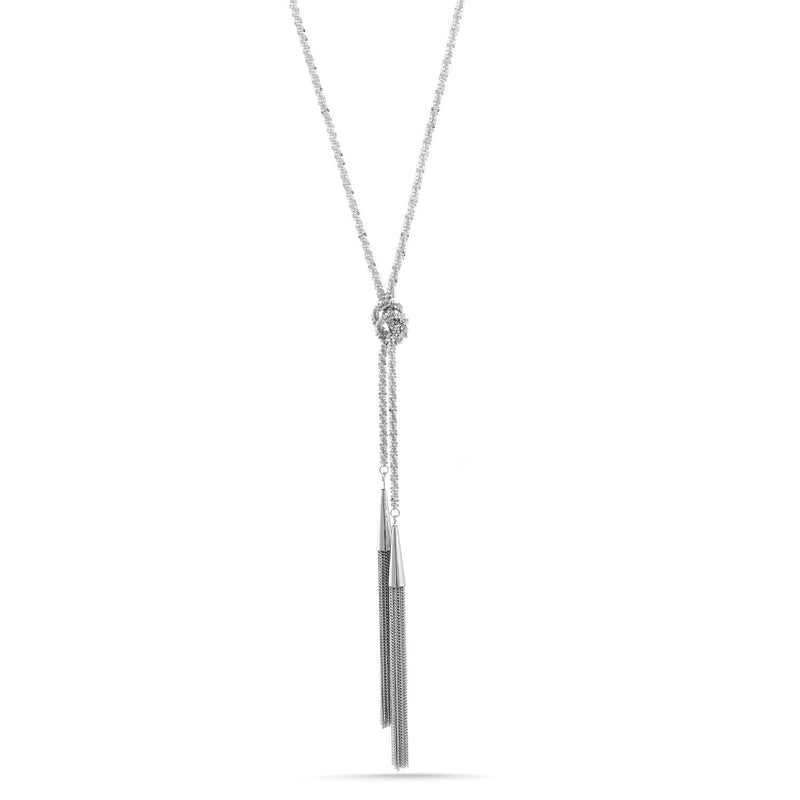 Rhodium-Tone Metal Tassel Long Necklaces