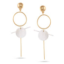 Gold-Tone Metal Mother Of Pearl Drop Earrings