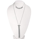 Silver-Tone Metal Coins Adjustable Lobster Claw Closure Tassel Two Layered Necklace