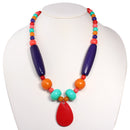 Gold-Tone Metal Multi Colored Beads Lobster Claw Closure Red Pendant Necklaces