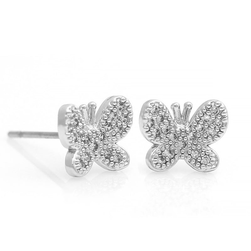 Rhodium Butterfly Crystal Earrings