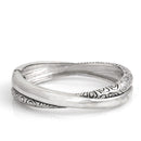 Rhodium Tone Metal Crossover Hinged Bracelet