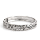 Rhodium Tone Metal Filigree Hinged Bracelet