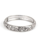 Rhodium Tone Metal Filigree Hinged Bracelet