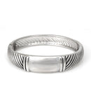 Rhodium Tone Metal Cable Hinged Bracelet