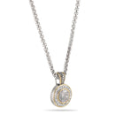 TWO TONE CLEAR CRYSTAL ROUND PENDANT NECKLACE 62994EH-CLR(FC19)