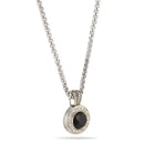 TWO TONE JET CRYSTAL ROUND PENDANT NECKLACE 62994EH-JET(FC19)