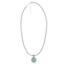 TWO TONE TURQUOISE AND CRYSTAL ROUND PENDANT NECKLACE 62994EH-TQ