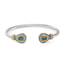 TWO TONE AQUA CRYSTAL CLASSIC CABLE BRACELET
