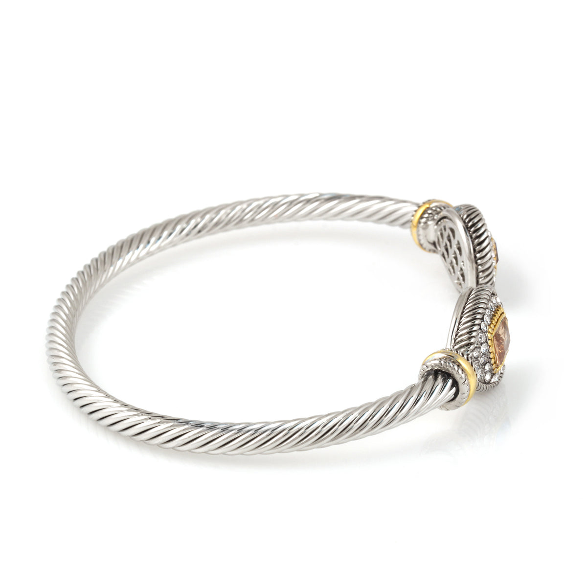 TWO TONE CHAMPAGNE CRYSTAL CLASSIC CABLE BRACELET # 73024BR-CHAM(FE2) TWO TONE CHAMPAGNE CRYSTAL CLASSIC CABLE BRACELET # 73024BR-CHAM(FE2)