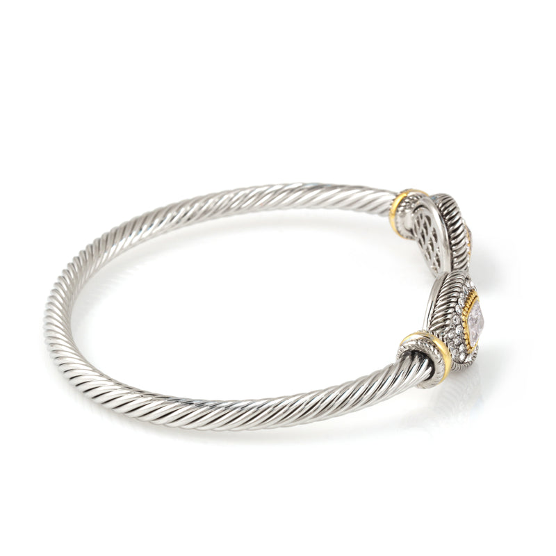 TWO TONE CLEAR CRYSTAL CLASSIC CABLE BRACELET
