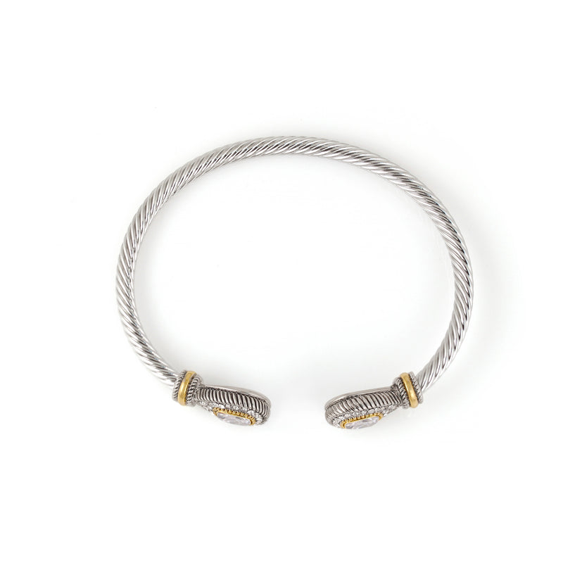 TWO TONE CLEAR CRYSTAL CLASSIC CABLE BRACELET