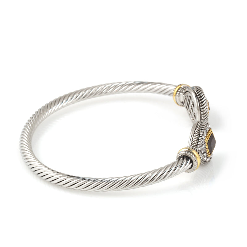 TWO TONE JET CRYSTAL CLASSIC CABLE BRACELET