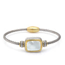 Two Tone Rectangle Mother Of Pearl Twisted Rope Magnetic Clasp Bracelet