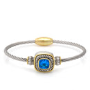 Two Tone Square Aqua Crystal Twisted Rope Magnetic Clasp Bracelet