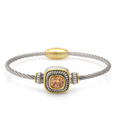 Two Tone Square Champagne Crystal Twisted Rope Magnetic Clasp Bracelet
