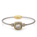 Two Tone Square Crystal Twisted Rope Magnetic Clasp Bracelet