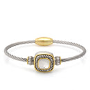Two Tone Square Mother Of Pearl Twisted Rope Magnetic Clasp Bracelet