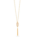 Gold Pendant Adjustable Length Chain Tassel Necklace
