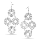 Matte And Shiny Rhodium Multi Circle Drop Earrings