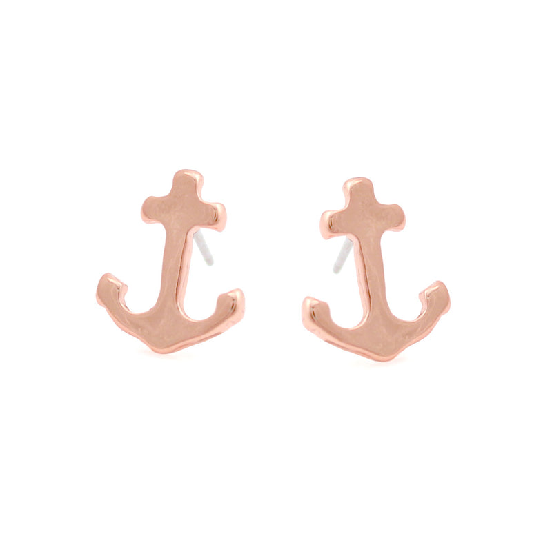Rose Gold Anchor Post Earrings