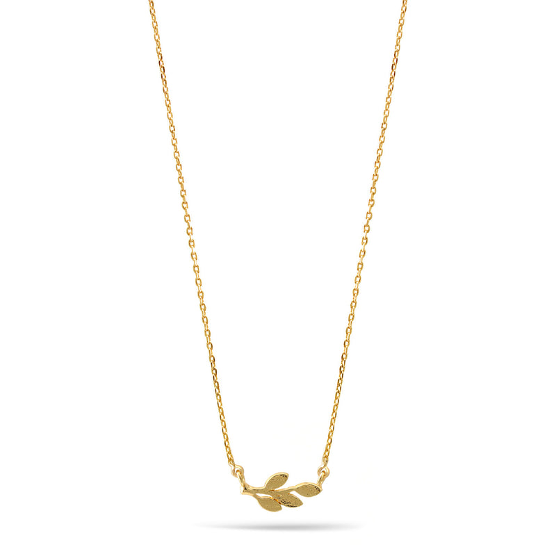 Gold Small Leaf Pendant Adjustable Length Short Chain Necklace