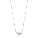 Rhodium Small Leaf Pendant Adjustable Length Short Chain Necklace