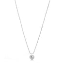 Rhodium Small Round Pendant Adjustable Length Short Chain Necklace