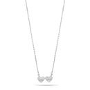 Mr And Mrs Double Heart Rhodium Pendant Adjustable Length Short Chain Necklace