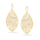 Matte And Shiny Gold Marquise Drop Earrings