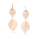 Rose Gold Filigree Leaf Drop Earrings