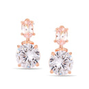 Rose Gold Tone Metal Round Crystal Post Earrings