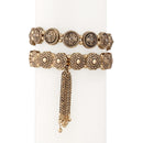 Antique Gold Flower Pattern 2 Pcs Bracelets Setc