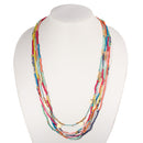 Gold And Multicolor Beads Gold Round Charm Adjustable Length Layer Necklace