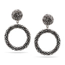 Hematite Seed Beads Circle Gold Post Earrings