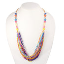 Multicolor Beads Adjustable Length Gold Chain Layer Necklace