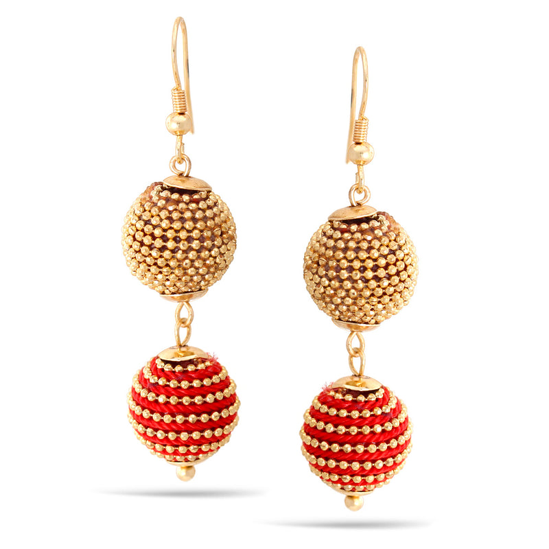 Gold Tiny Beads Round Ball Drop Earrings